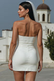 White Strapless Bodycon Short Wedding Dress