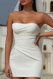 White Strapless Bodycon Short Wedding Dress