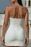 White Strapless Bodycon Short Wedding Dress