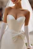 Ivory Sweetheart Short Corset Wedding Dress with Bow