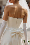 Ivory Sweetheart Short Corset Wedding Dress with Bow