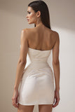 White Ruched Sweetheart Bodycon Short Wedding Dress
