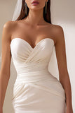 White Ruched Sweetheart Bodycon Short Wedding Dress