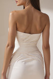 White Ruched Sweetheart Bodycon Short Wedding Dress