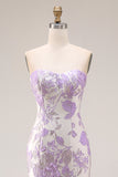 Lilac Off the Shoulder Mermaid Long Corset Prom Dress with Ruffles