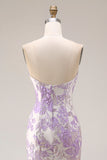 Lilac Off the Shoulder Mermaid Long Corset Prom Dress with Ruffles