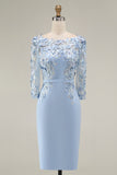Dusty Rose Bodycon Floral Midi Mother of the Bride Dress with Sleeves