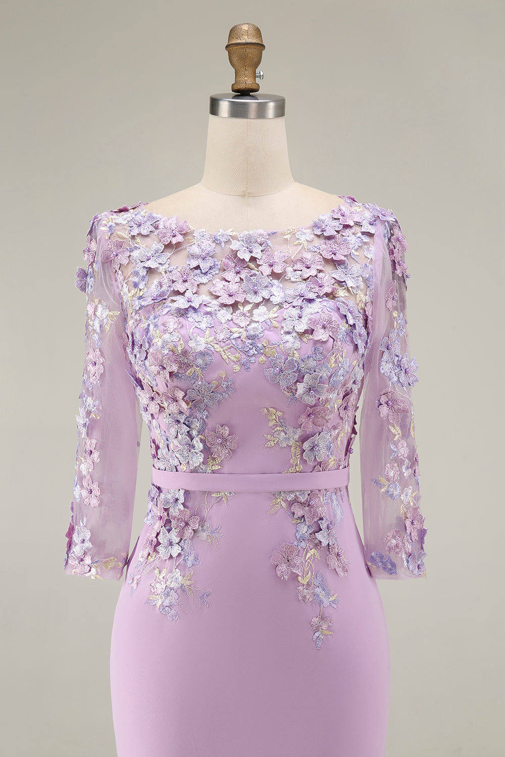 Dusty Rose Bodycon Floral Midi Mother of the Bride Dress with Sleeves