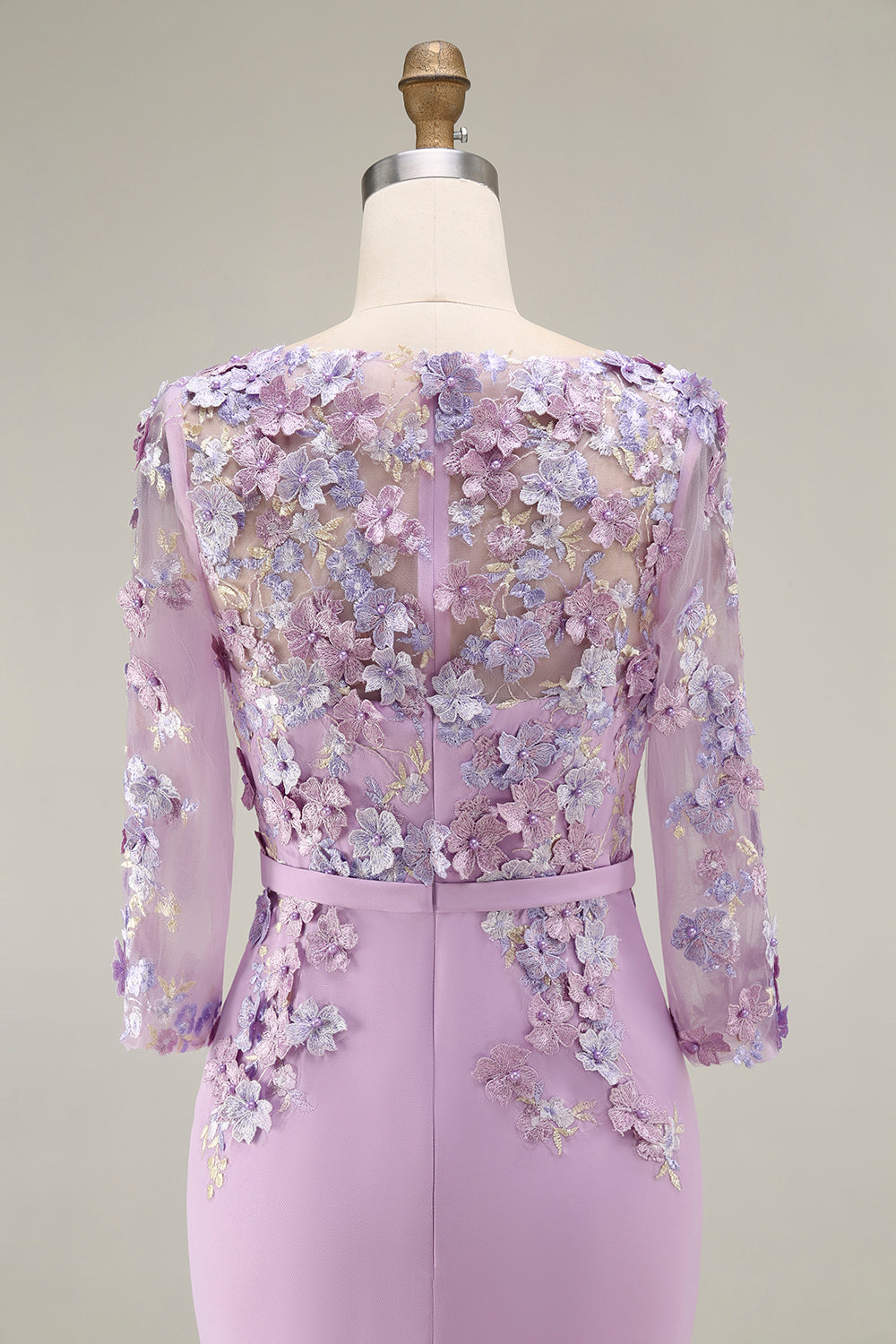 Dusty Rose Bodycon Floral Midi Mother of the Bride Dress with Sleeves