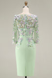 Dusty Rose Bodycon Floral Midi Mother of the Bride Dress with Sleeves