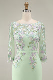 Dusty Rose Bodycon Floral Midi Mother of the Bride Dress with Sleeves