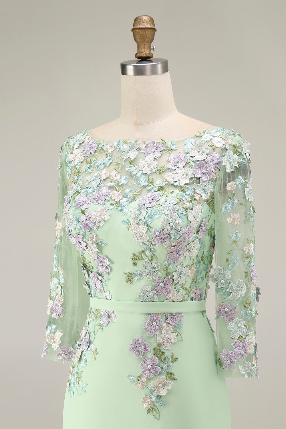 Dusty Rose Bodycon Floral Midi Mother of the Bride Dress with Sleeves