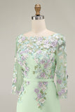 Dusty Rose Bodycon Floral Midi Mother of the Bride Dress with Sleeves