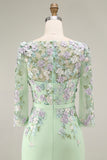 Dusty Rose Bodycon Floral Midi Mother of the Bride Dress with Sleeves