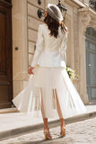 Ivory 2 Piece Peak Lapel Blazer Wedding Outfits