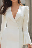 Ivory Shawl Lapel Flare Sleeves Bodycon Short Blazer Wedding Dress