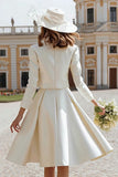 Ivory Satin 2 Piece A Line Short Wedding Dress with Jacket