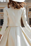 Ivory Satin 2 Piece A Line Short Wedding Dress with Jacket