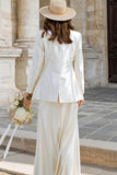 Ivory 2 Piece Satin Floor Length Wedding Dress with Jacket