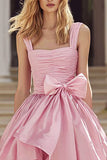 Pink Tiered Ruffled Long Prom Dress With Bow
