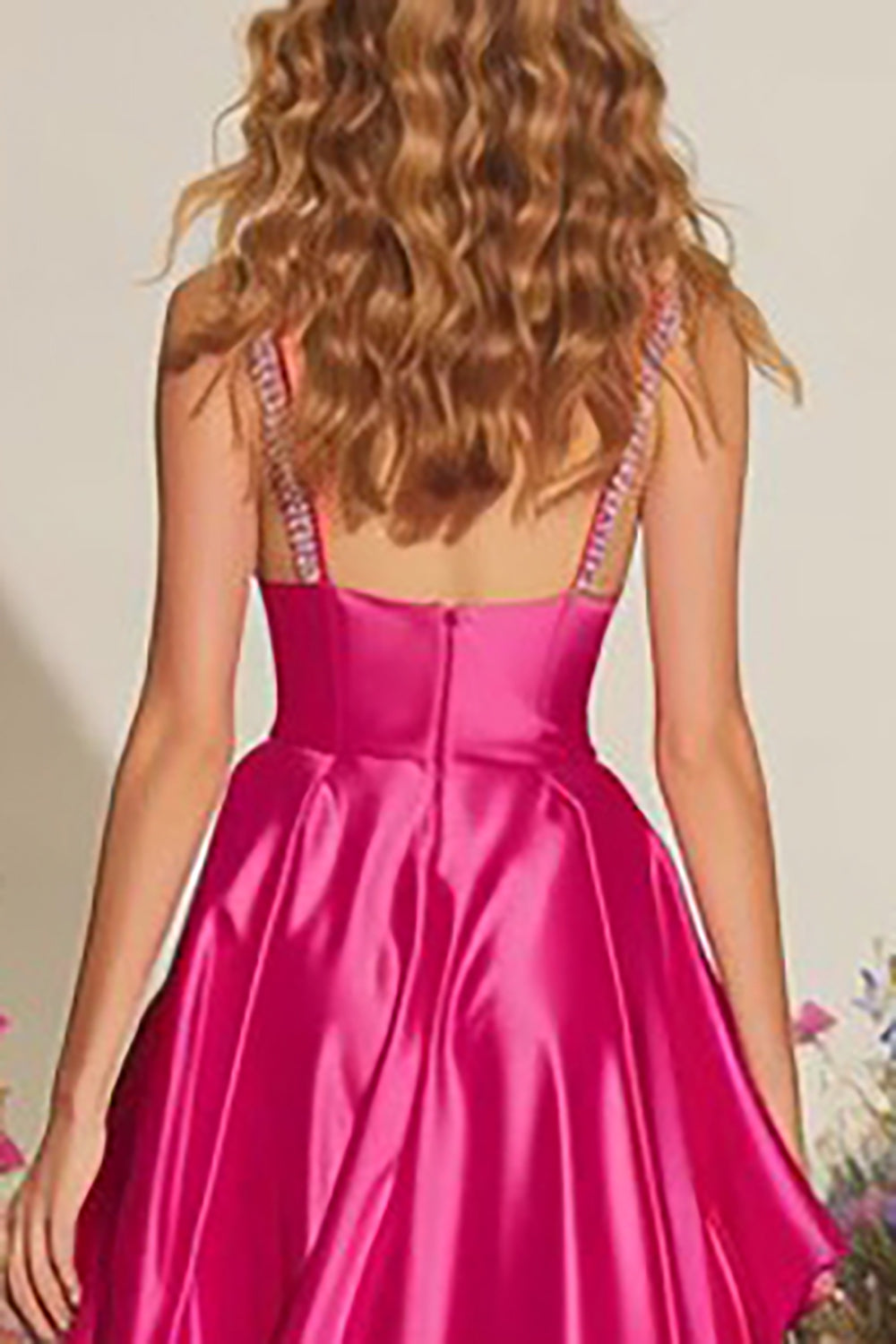 Sparkly Fuchsia Ruffled Long Prom Dress with Slit