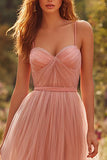 Dusty Rose Spaghetti Straps A-Line Long Prom Dress
