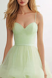 Light Green Tiered  Long Prom Dress with Ruffles