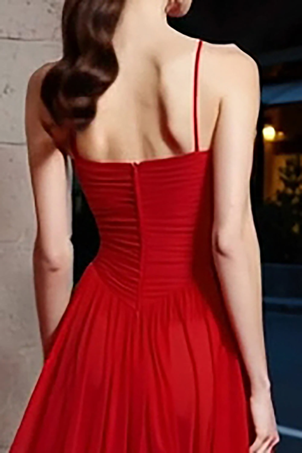 Red A-Line Tiered Long Gala Dress with Ruffles