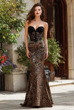 Brown Leopard Print Corset Mermaid Long Prom Dress with Lace