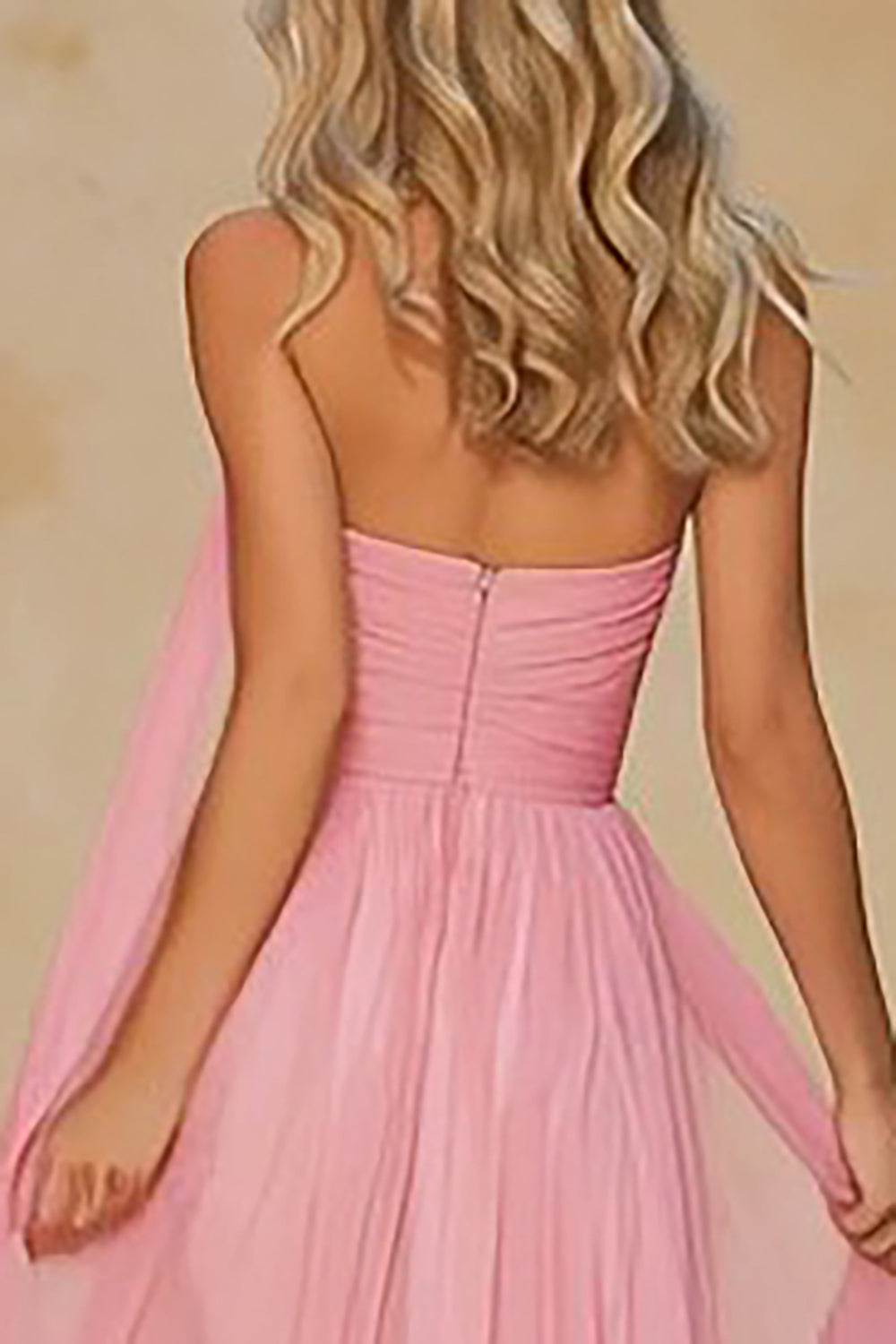 Pink Sweetheart Neck Scarf Long A Line Prom Dress