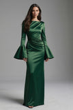 Dark Green Mermaid Backless Flare Sleeves Long Evening Dress