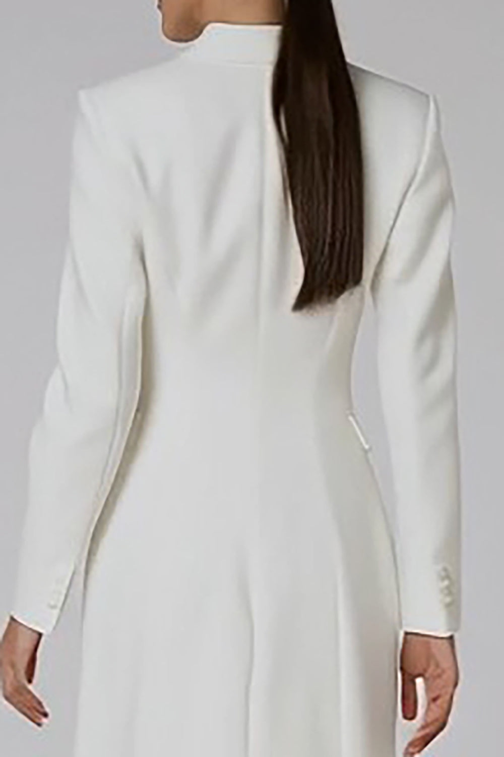 Ivory Double Breasted Peak Lapel Midi Blazer Dress