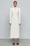 Ivory Notched Lapel Single Breasted Long Sleeves Blazer Dress
