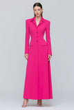 Fuchsia Sheath Single Breasted Long Sleeves Blazer Dress