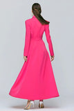 Fuchsia Sheath Single Breasted Long Sleeves Blazer Dress