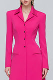 Fuchsia Sheath Single Breasted Long Sleeves Blazer Dress