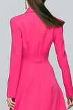 Fuchsia Sheath Single Breasted Long Sleeves Blazer Dress