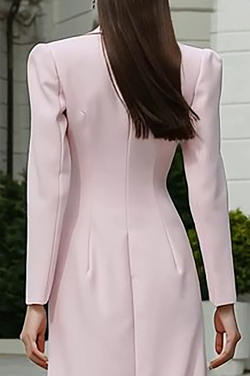 Light Pink Double Breasted Peak Lapel Long Blazer Dress