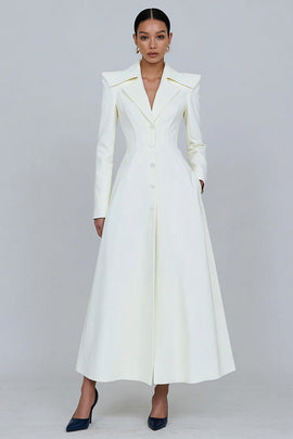 Ivory Single Breasted A-Line Long Sleeves Blazer Dress