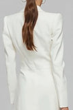Ivory Single Breasted Sheath Long Blazer Dress with Slit