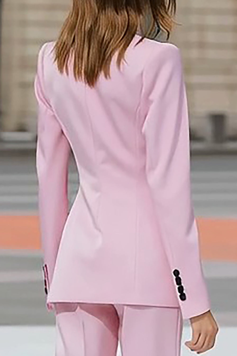 Pink 2 Piece Peak Lapel Double Breasted Business Suits