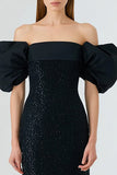 Sparkly Black Off the Shoulder Mermaid Long Formal Dress