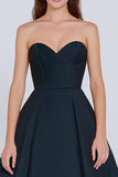 Navy A-Line Sweetheart Long Corset Formal Dress