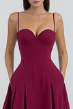 Burgundy A-Line Spaghetti Straps Long Formal Dress