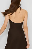 Coffee Sheath Halter Neck Long Wedding Guest Dress