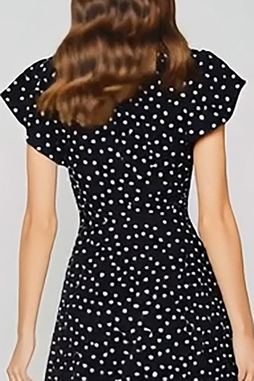 Black and White Polka Dots Long Wedding Guest Dress with Keyhole