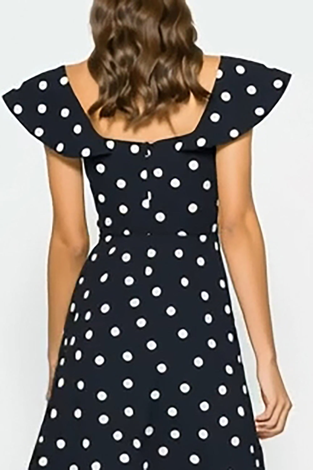 Black and White Polka Dots Cap Sleeves Long Wedding Guest Dress