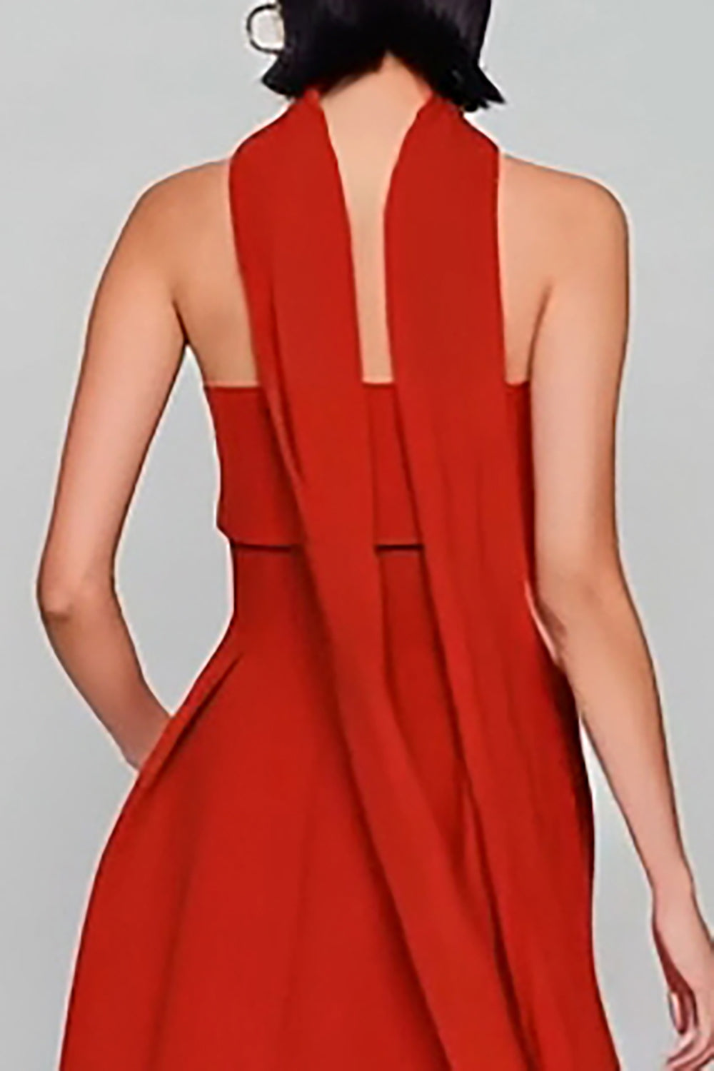 Red Strapless A Line Neck Scarf Long Wedding Guest Dress