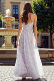Floral Lilac Strapless Sheath Long Corset Wedding Guest Dress