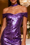 Sparkly Purple Sequin Bodycon Short Cocktail Dress